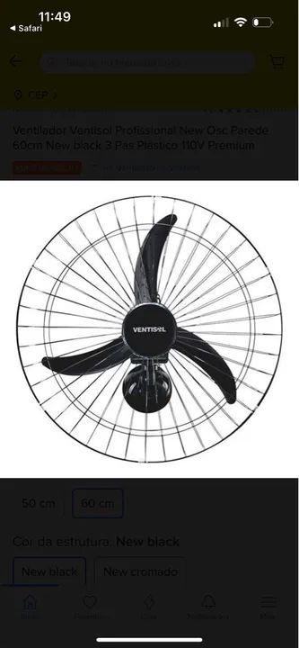 Ventilador de parede 60cm New 