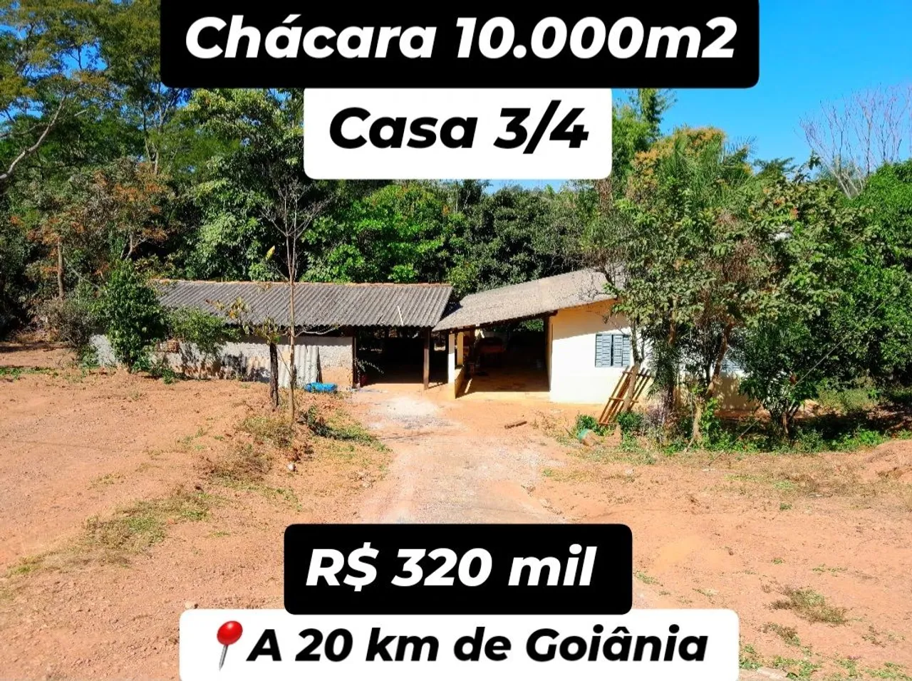 Chácara 10.000m2 com Casa 3 Quartos.