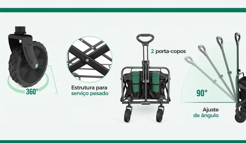 Carrinho de Transporte Dobrável 50kg Portátil Novo - Foto 4