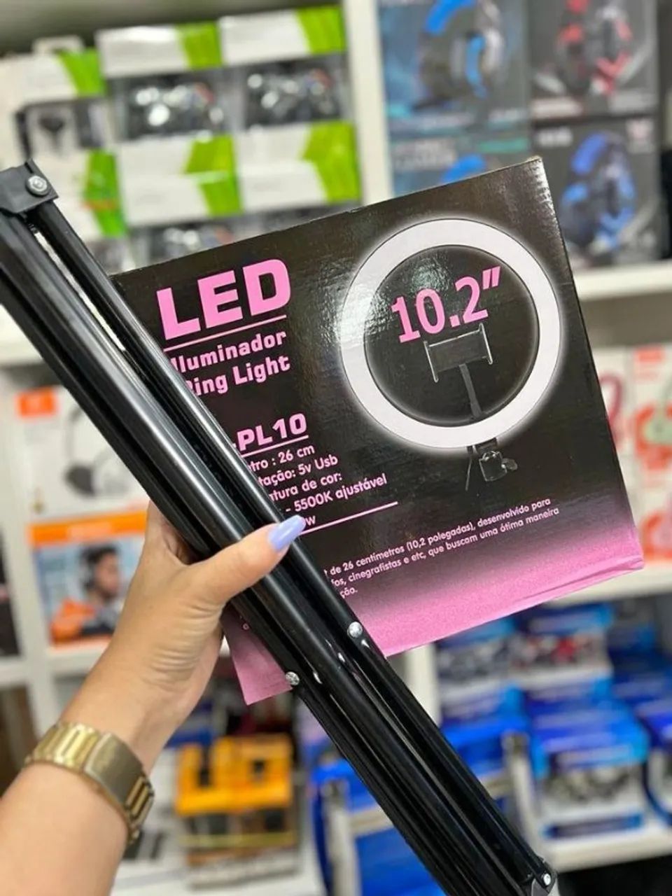 Super desconto: luminador 26cm Completo + Tripé 2.1m Ring Light Led 