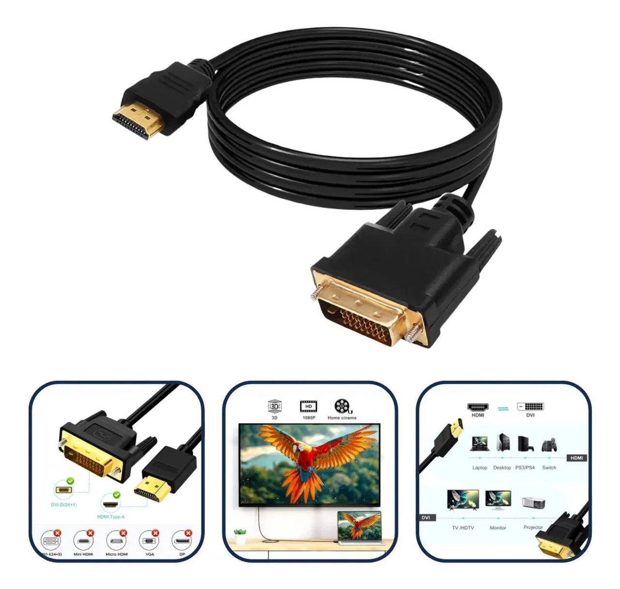 Cabo HDMI para DVI - Alta Qualidade - Foto 2