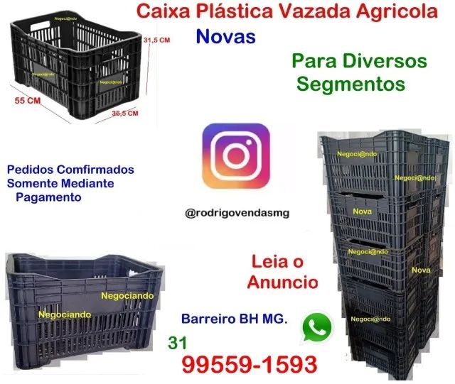 10 Caixas Agrícola Plástica vazada comercio loja auto padaria Estoque restaurante