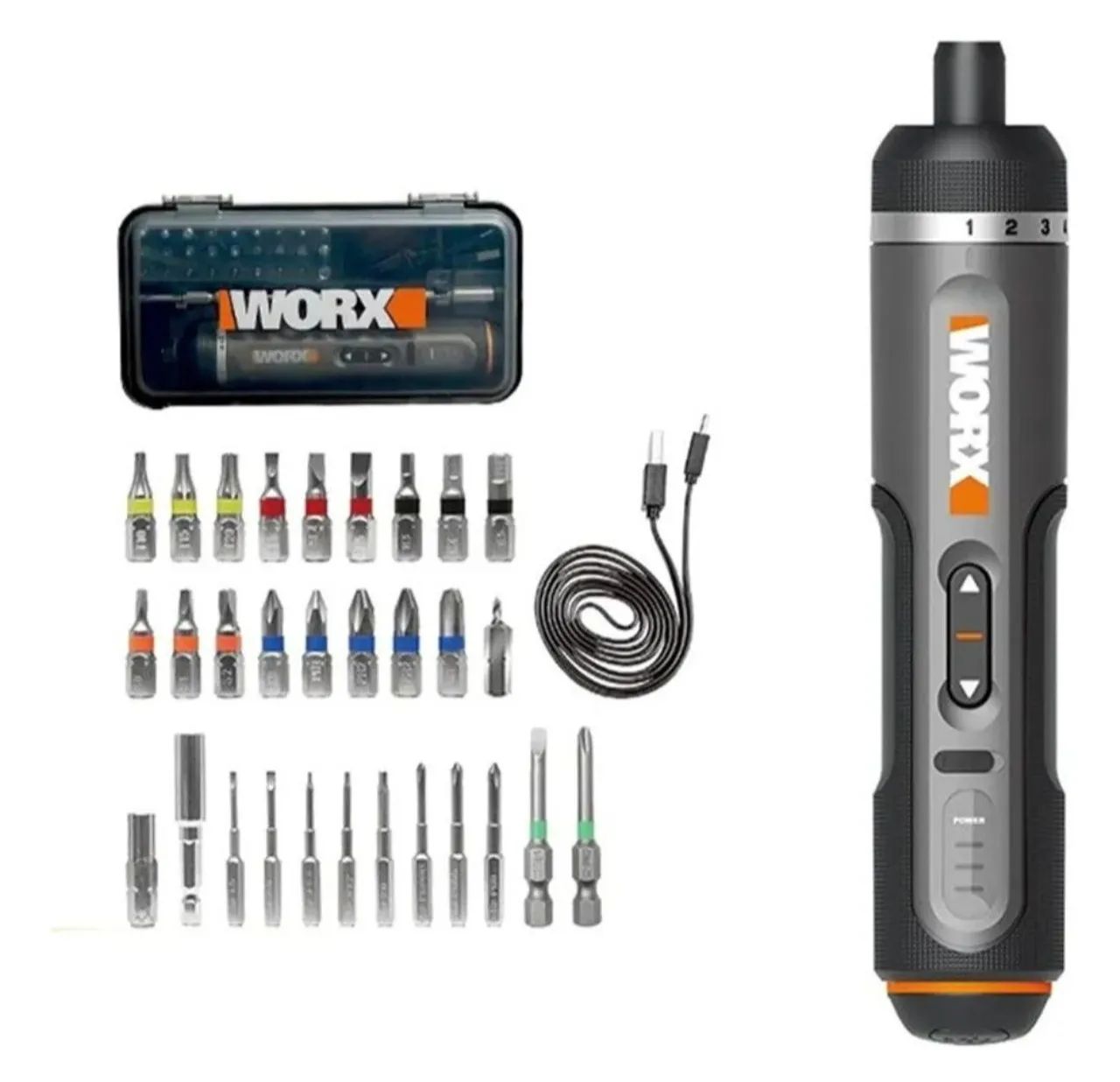 つぐ Parafusadeira Worx Wx242 + Bits + Maleta Cor Cinza 127/220V