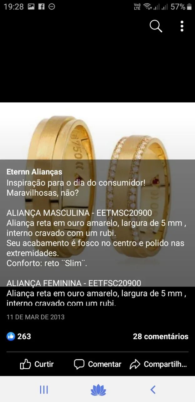 Alianças Eternn Diamantes Ouro 18k - par - Foto 2
