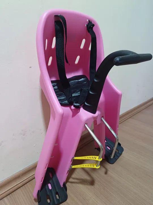 Cadeirinha para bicicleta infantil rosa - Foto 3