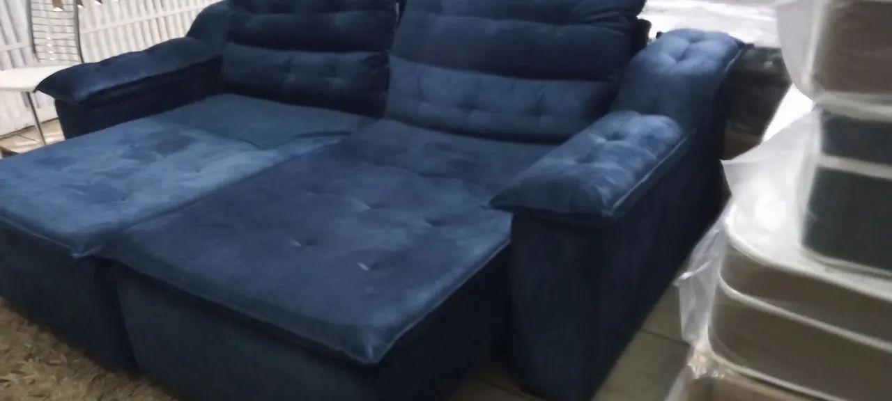 Sofá de canto azul confortável - Foto 4