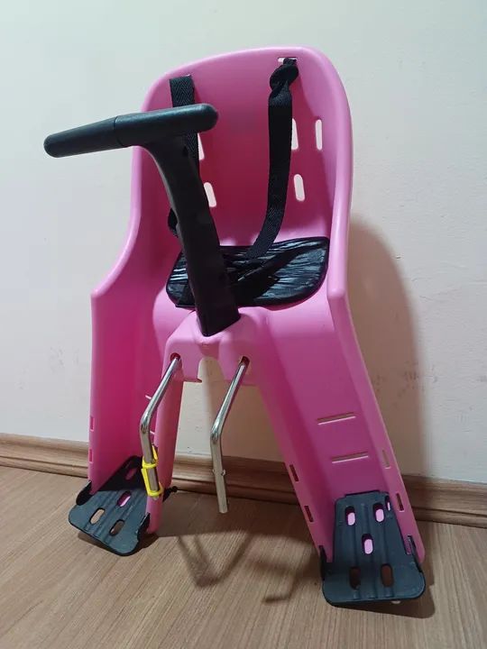 Cadeirinha para bicicleta infantil rosa - Foto 4