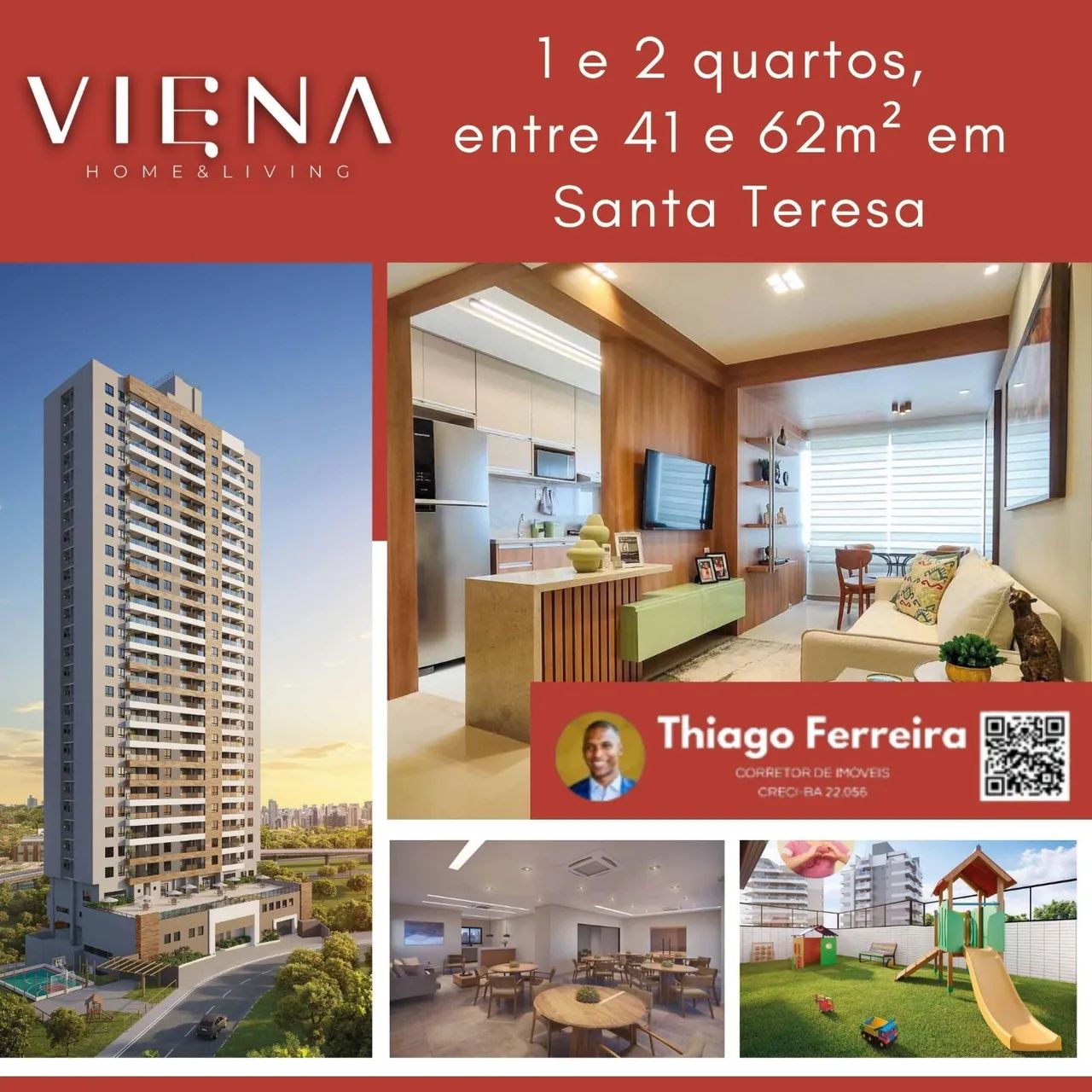 Viena, 1 E 2 Quartos Distribuído Entre 41M² A 62M² E 1 Ou 2 Vagas De Garagem Na Santa Tere