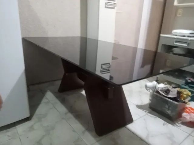 Mesa de jantar vidro preto retangular  - Foto 3
