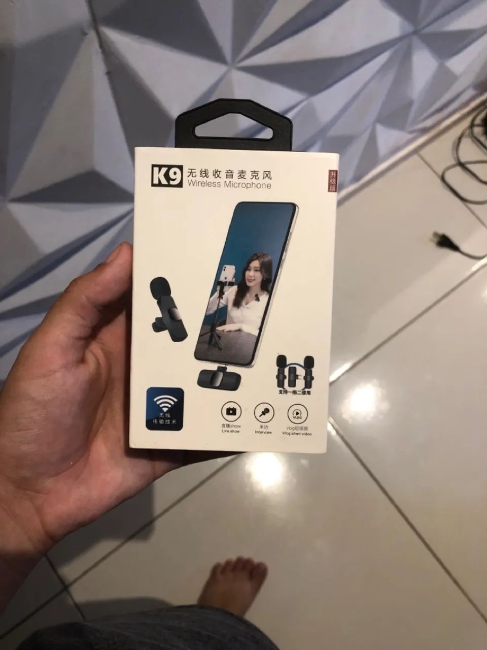 Microfone Sem Fio K9 para Celular (iPhone)