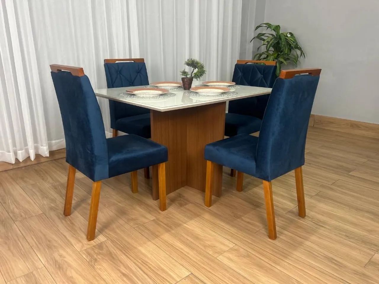 Mesa de Jantar Helo 1.20×0.90 Com 4 Cadeiras Jasmim - Foto 4
