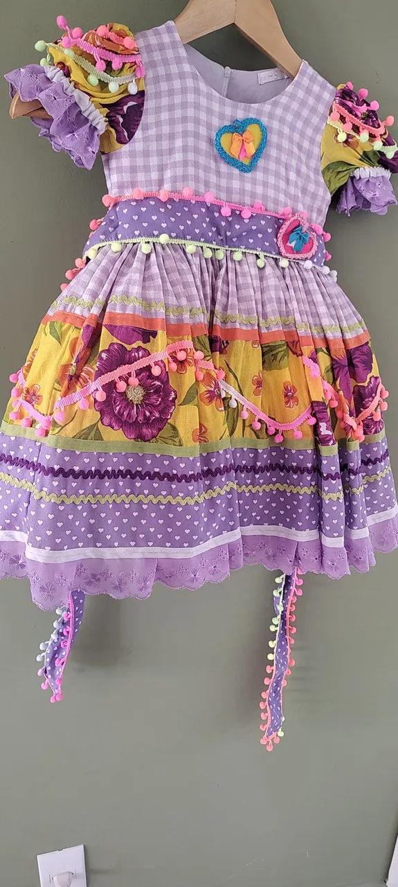 Vestido Infantil Junino Floral Colorido
