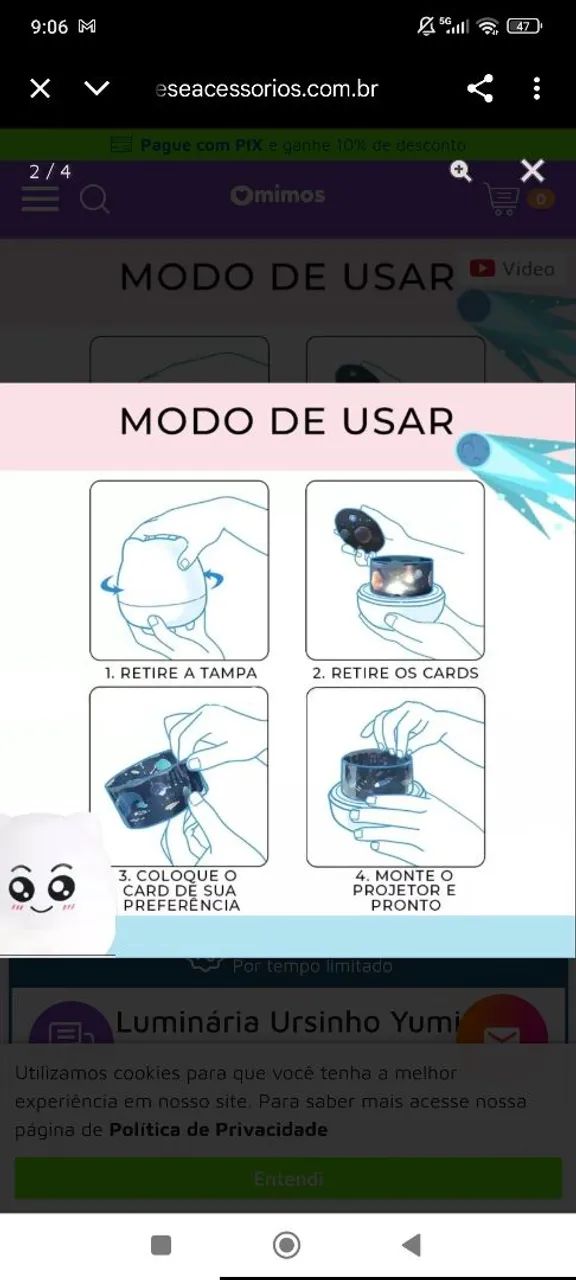 Luminária Ursinho 360 graus USB  - Foto 4