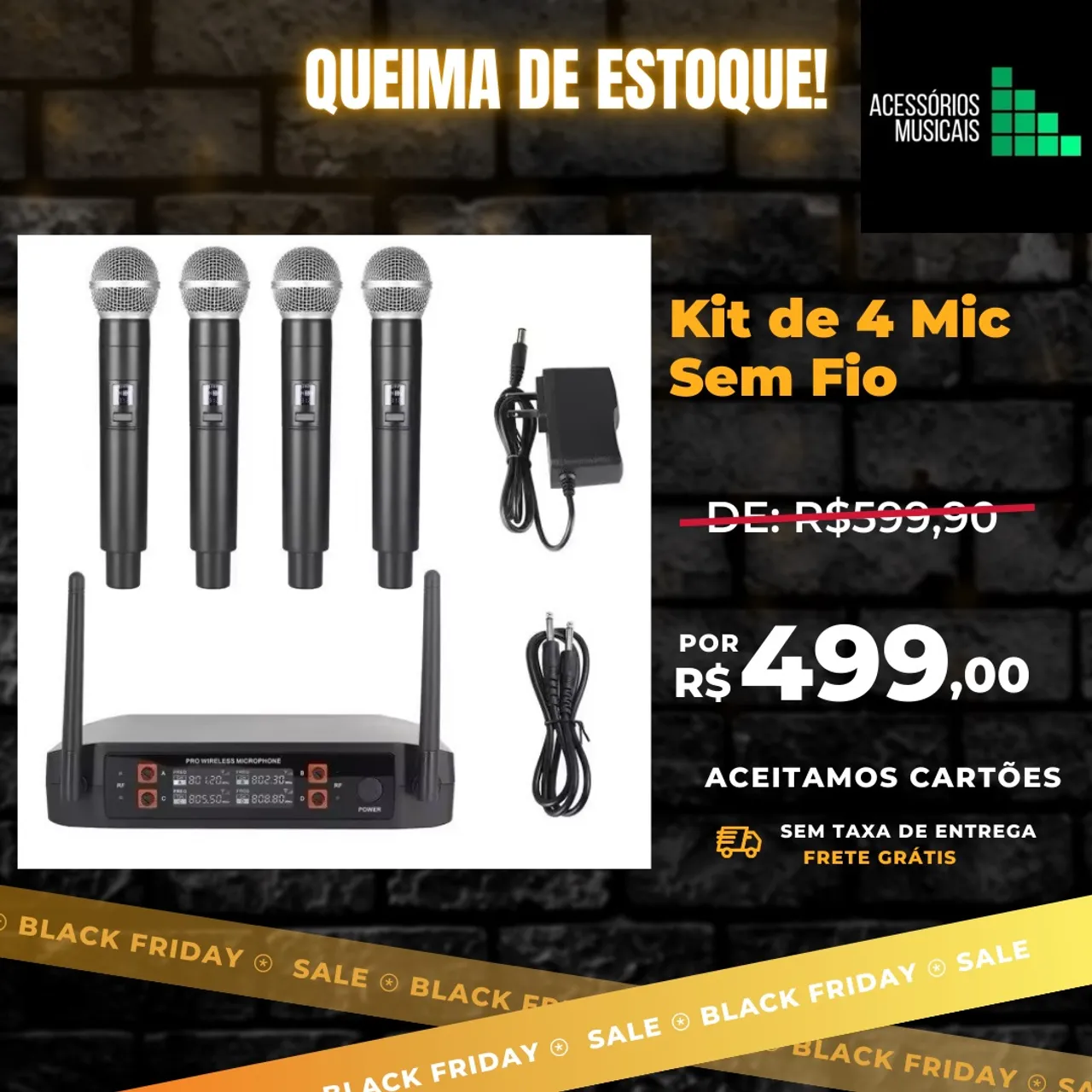Kit 4 Microfones Profissionais