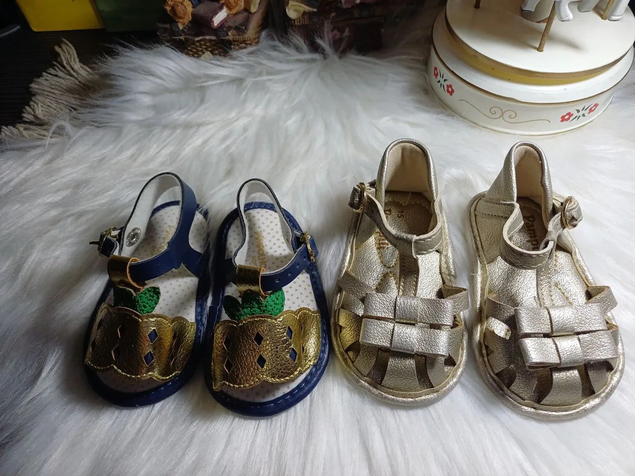 2 sandálias bebê menina semi-novas, Pimpolho e Pampili, 3-6 meses