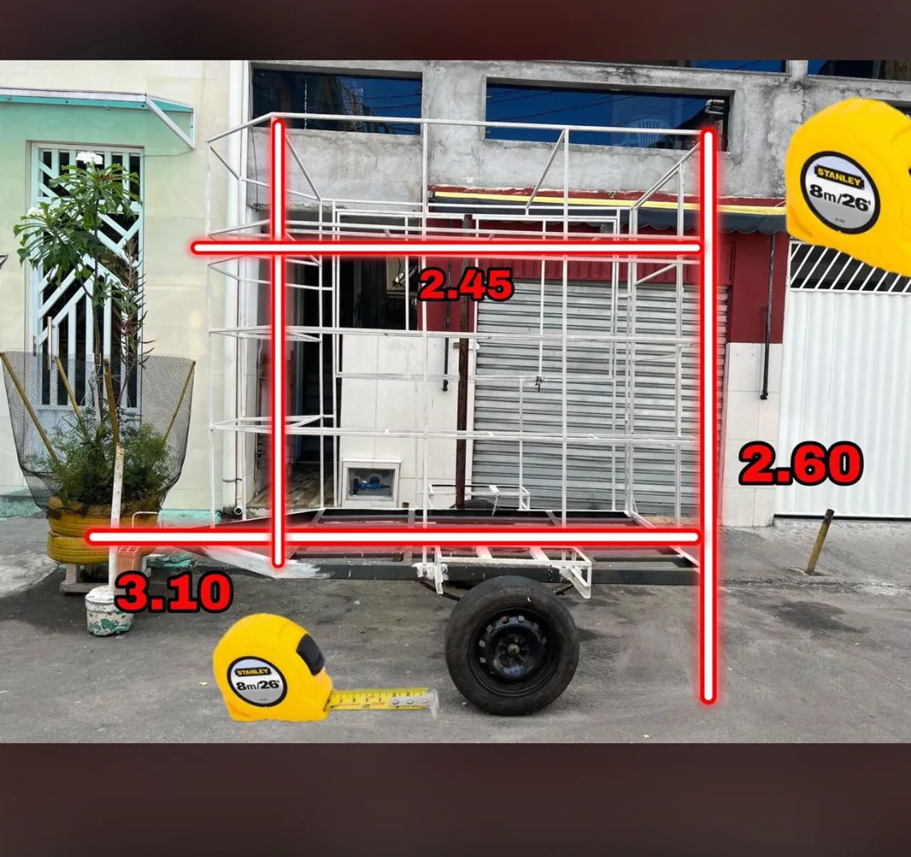 Trailer na estrutura,