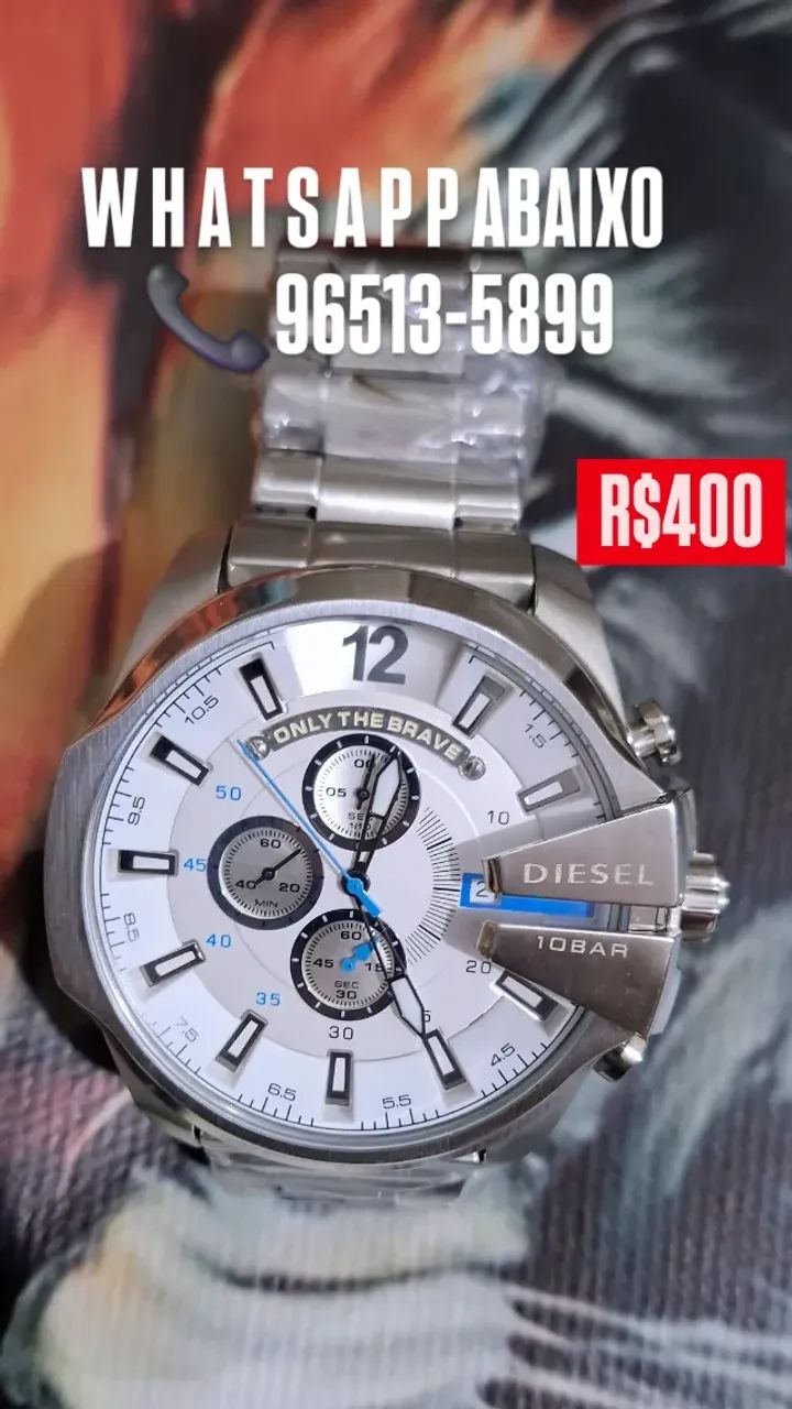 Relógio DIESEL 10 BAR MULTIFUNCIONAL PRATA MOSTRADOR BRANCO