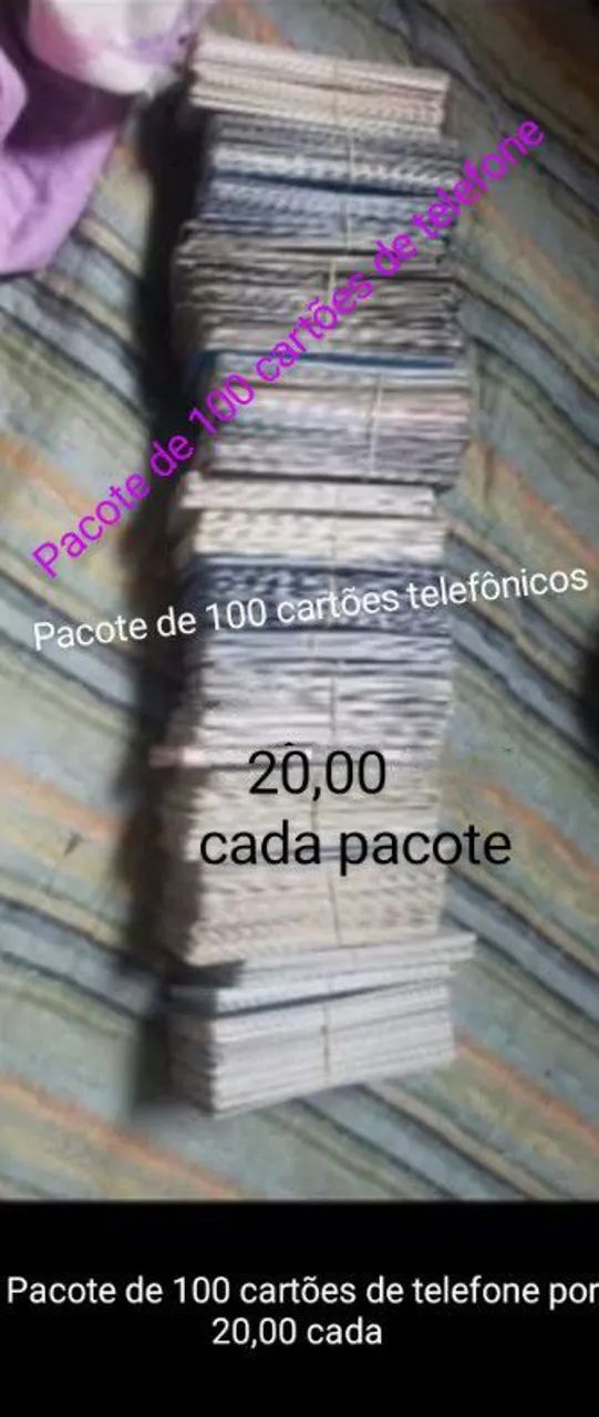 Cartões telefônicos - Pacote de 100 por R$20,00
