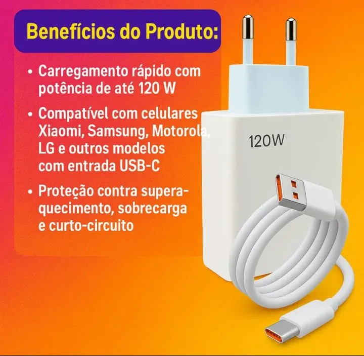 Carregador Rápido 120W - Xiaomi pegar rodoviária ou posto canaã