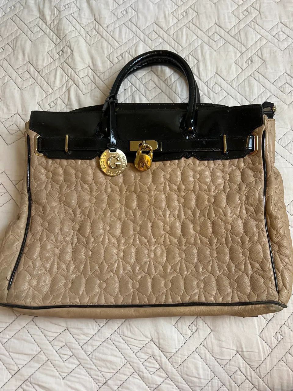 Bolsa grande em couro estilo Hermes 