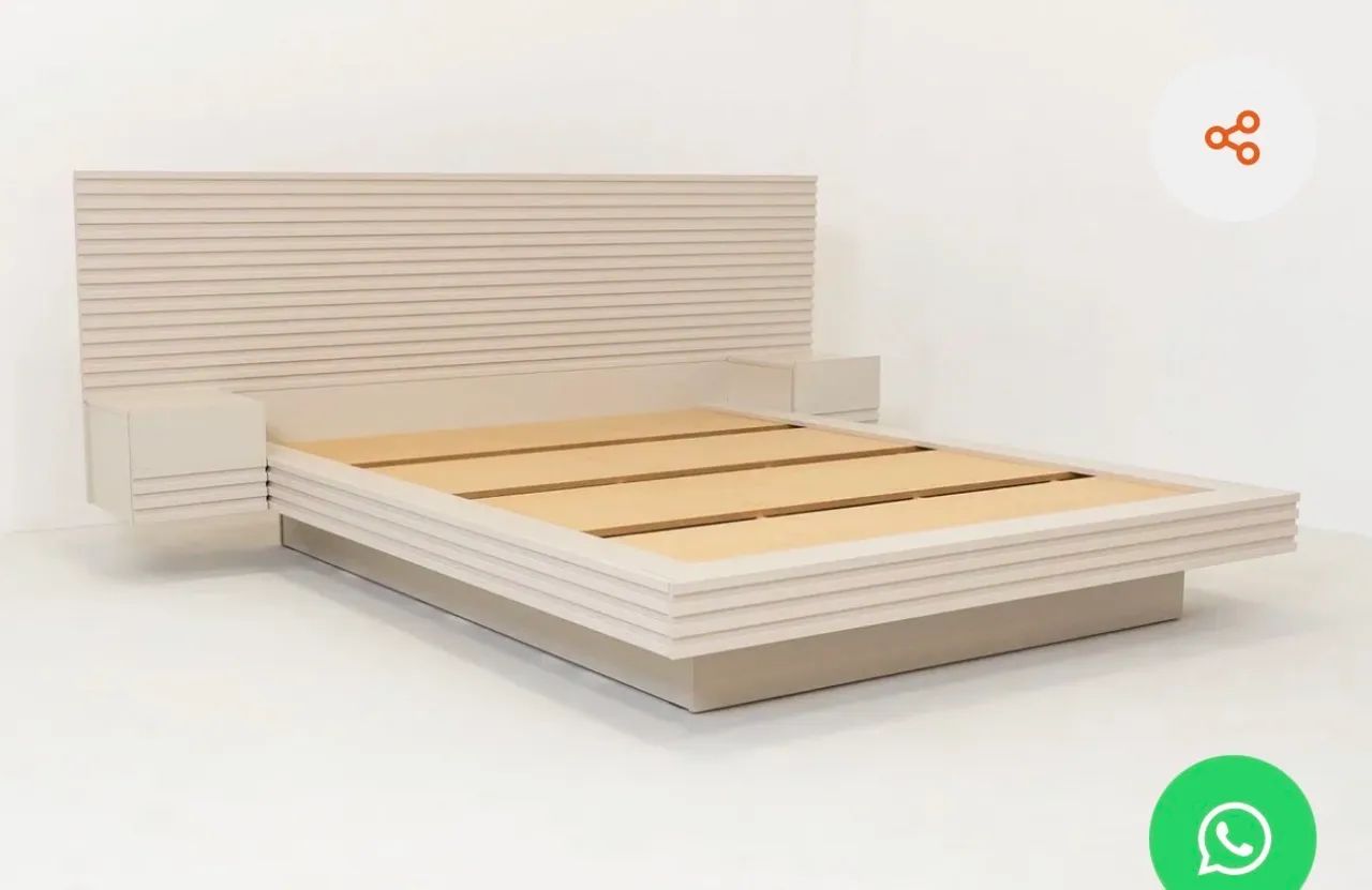 Cama Casal/Queem com Cabeceira e Mesas de Apoio SEM colchão