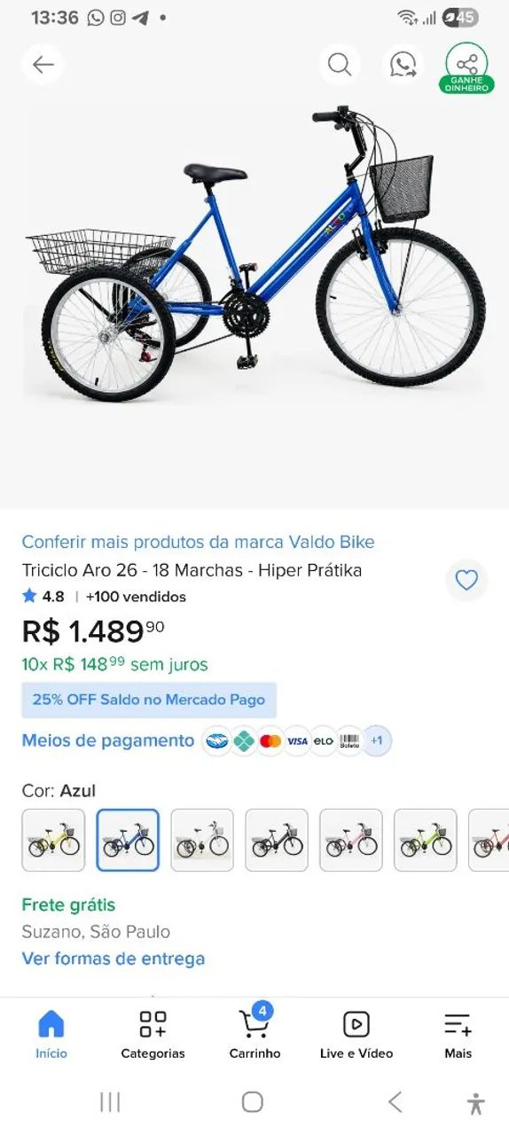 Triciclo aro 26 18 marchas - Foto 3