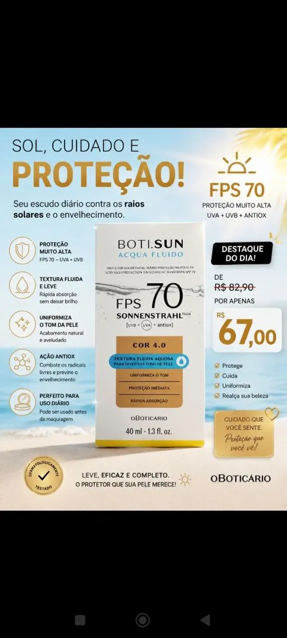 Vendo protetor facial Boticário 