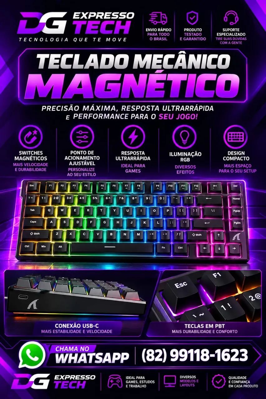 Teclado Gamer Attack Shark R82 HE Preto - Hall Effect 8K 