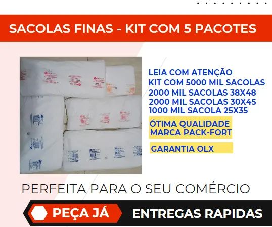 SACOLAS FINAS - KIT COM 5 PACOTES - Foto 2