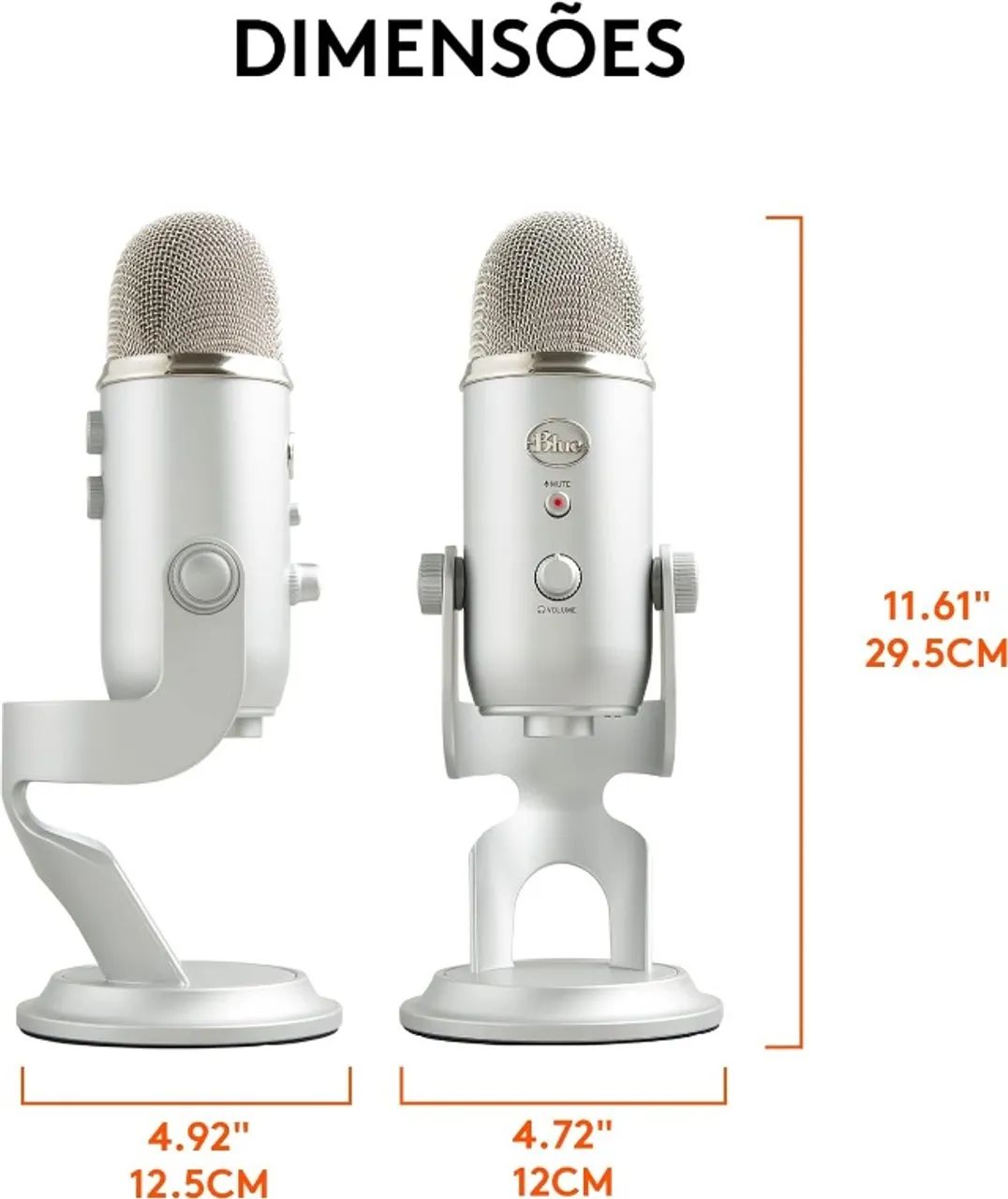 Microfone Condensador Usb Blue Yeti - Prata Cor Silver - Foto 3