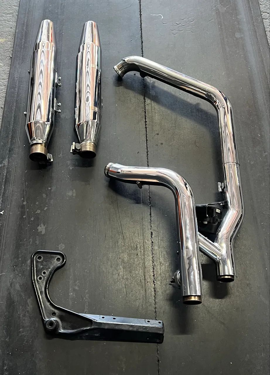 Escapamento original Harley Davidson softail cromado completo - Foto 3
