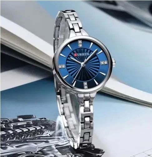 Relogio Feminino Curren Prata Fundo Azul - Foto 2