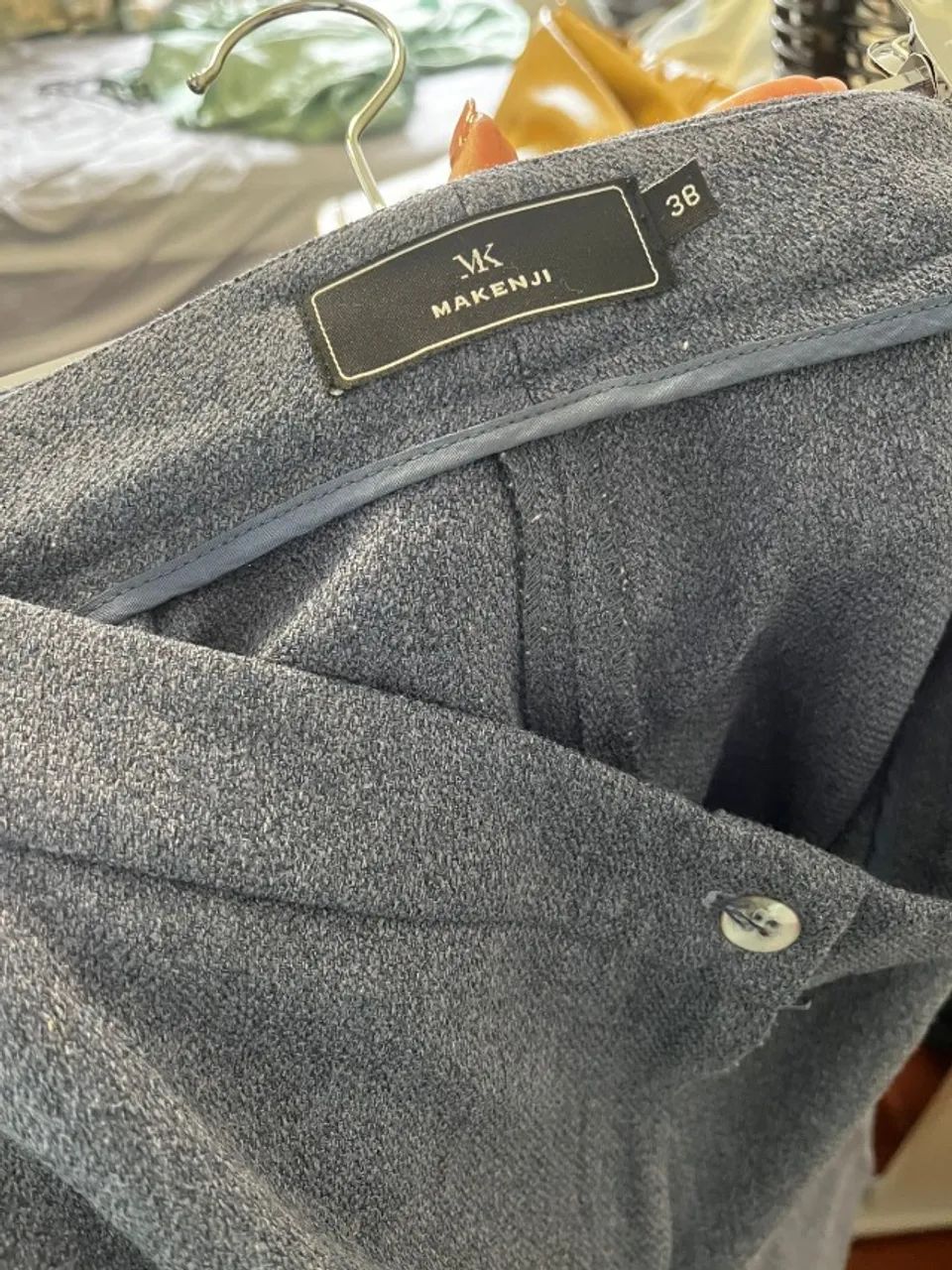 calça social azul / cinza makenji - Foto 2