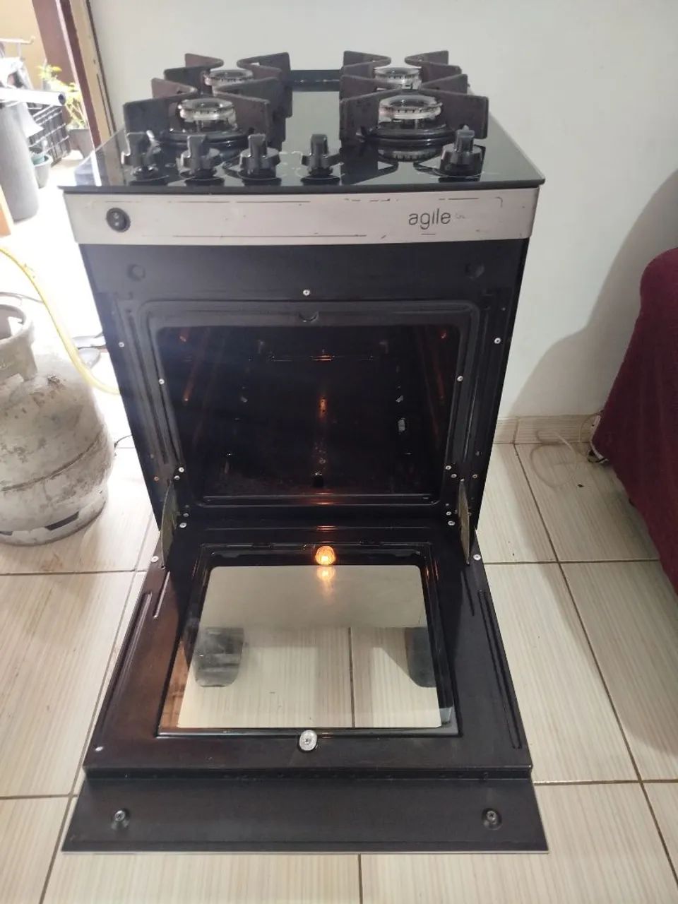 Vendo fogão Atlas inox tampo de vidro elétrico 4 bocas - Foto 5
