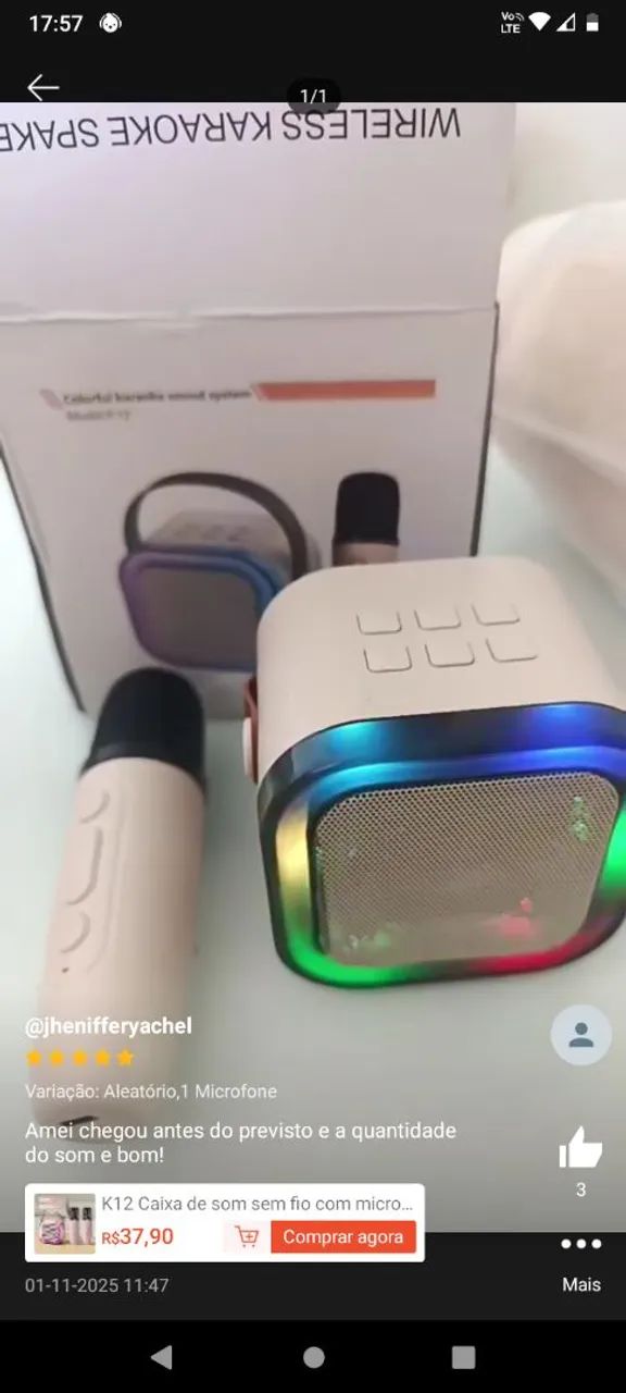 Caixa de som karaoke K12 RGB  - Foto 2