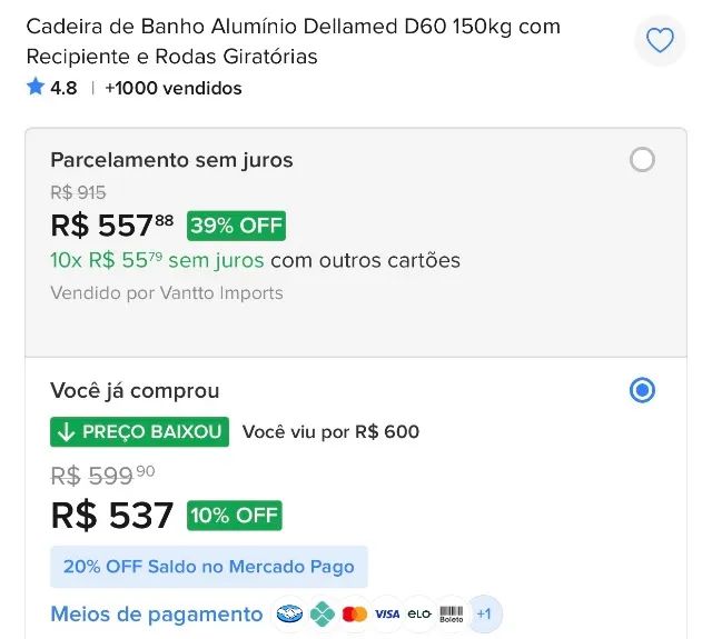 Cadeira de rodas banho Nova - Foto 5