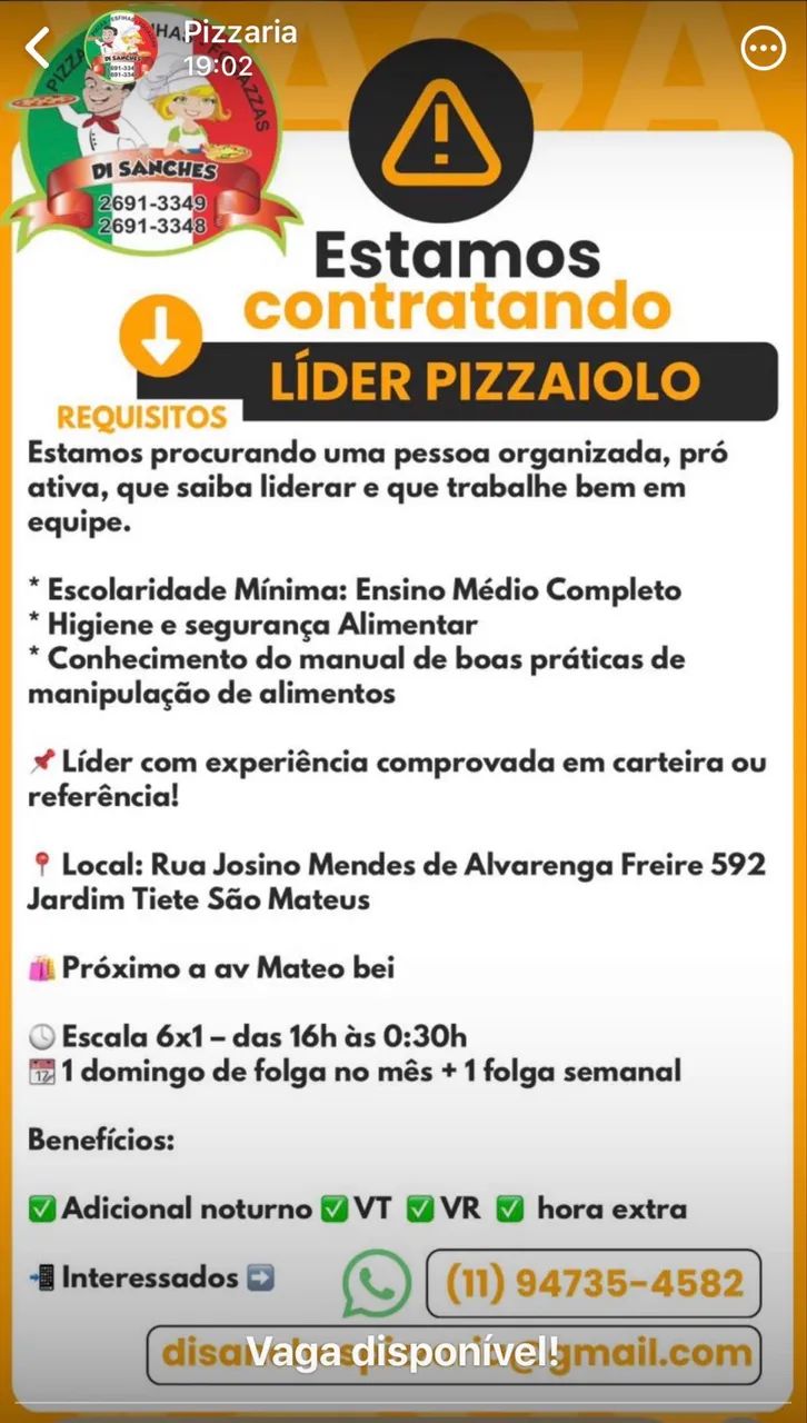 Pizzaiolo em São Mateus zona leste  - Foto 2
