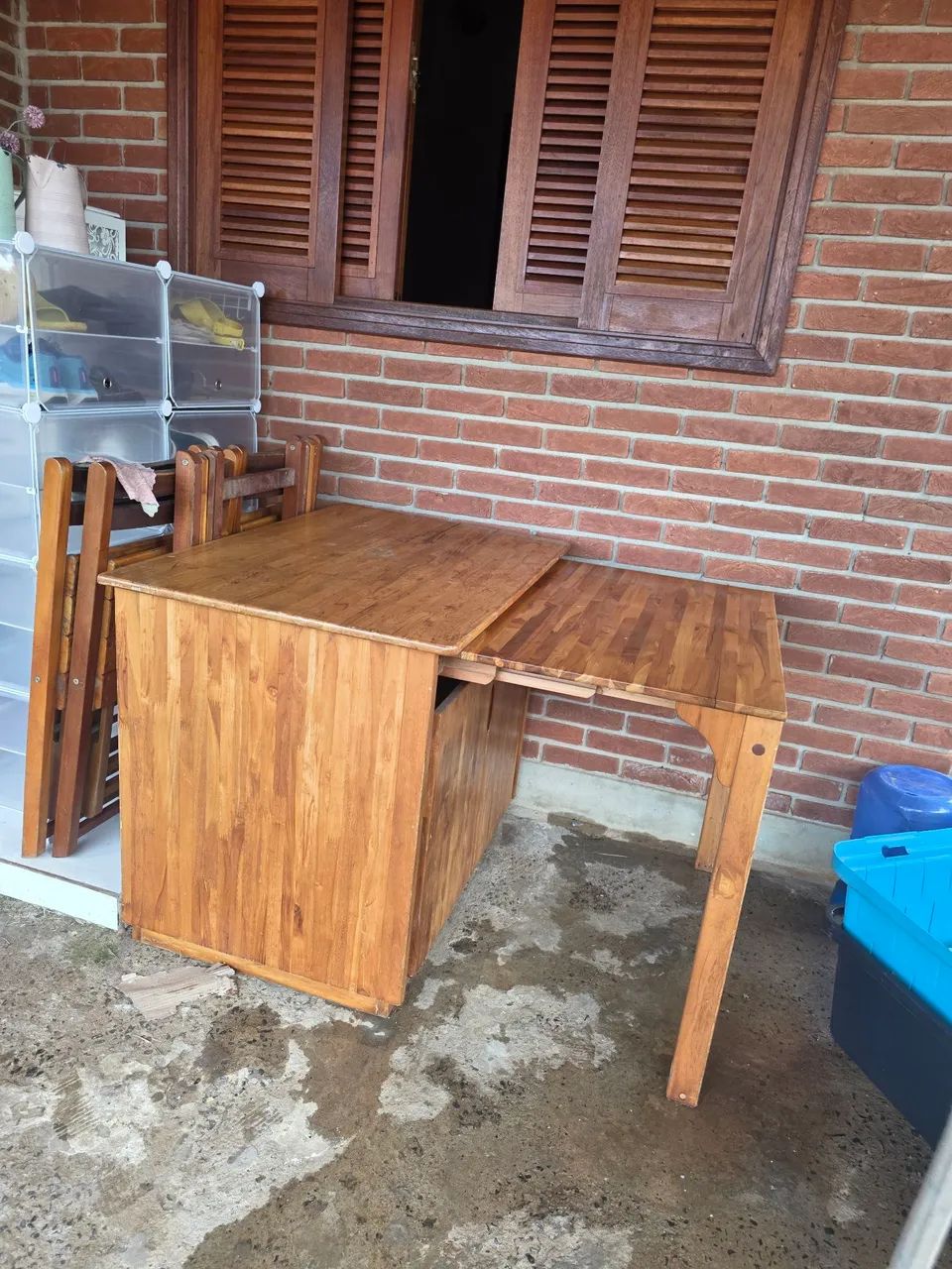 Mesa balcão com banquetas em madeira - Foto 4