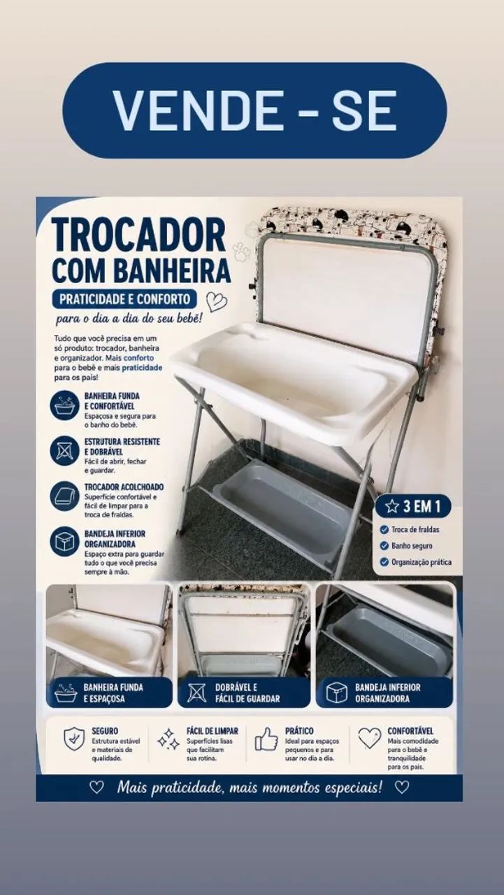 Trocador com banheira 