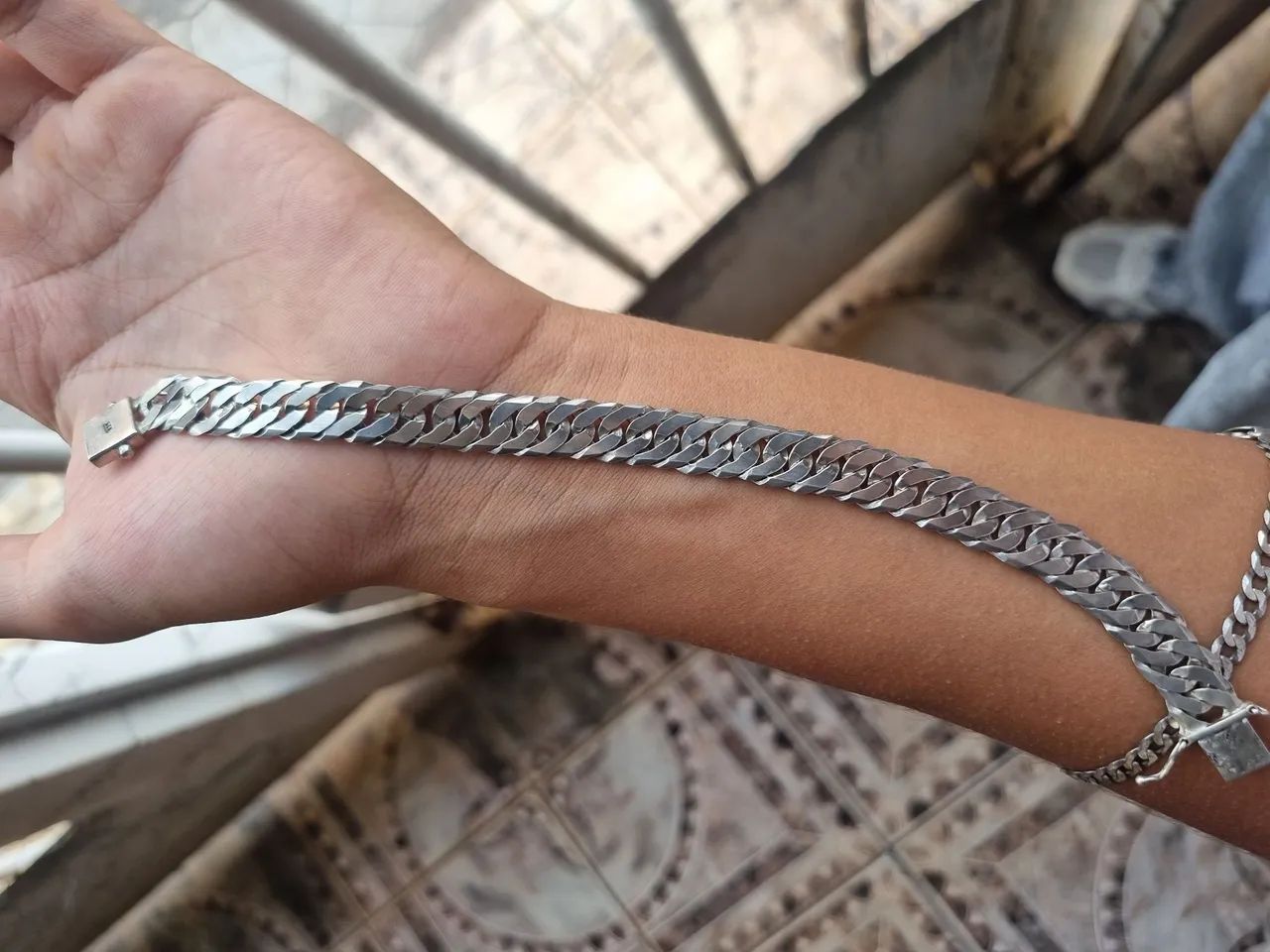 pulseira prata 10mm elo duplo  - Foto 4