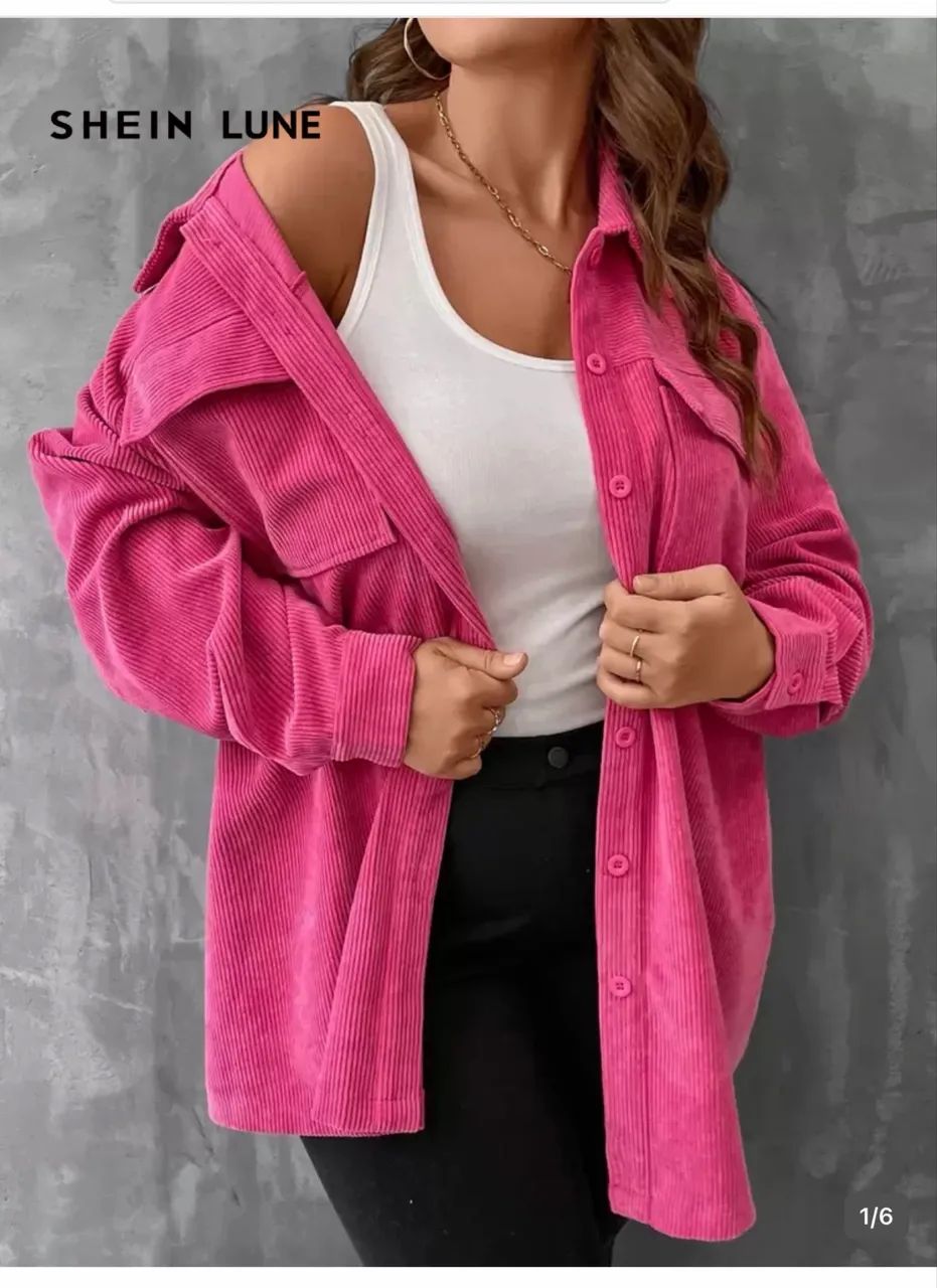 Sobretudo SHEIN Rosa 
