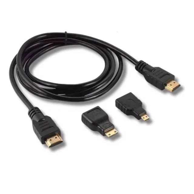 Combo Cabo Hdmi 3 Em 1 Adaptador Mini E Micro Hdmi 1,5m Full Hd 3d - Foto 2