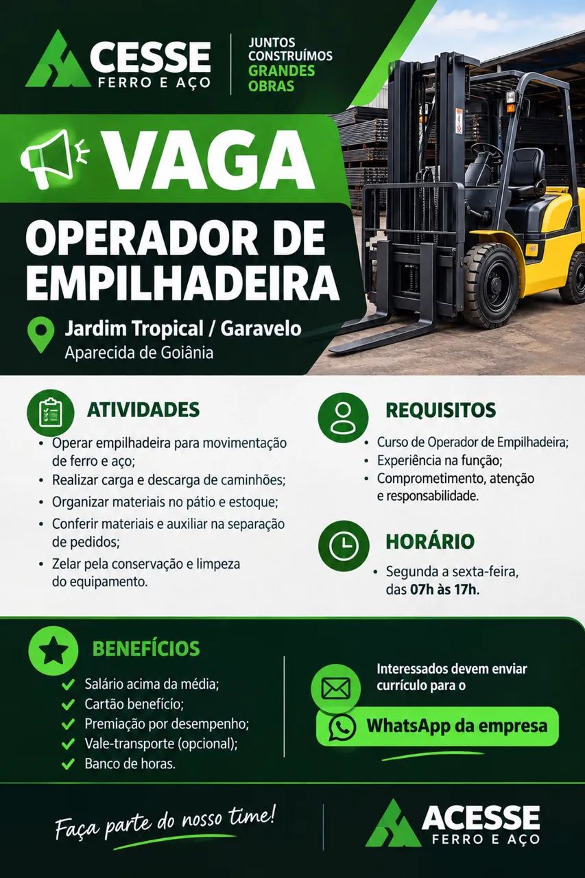 Contrata-se operador de empilhadeira