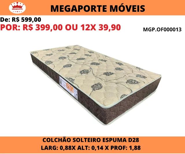 Colchão Solteiro Espuma D28