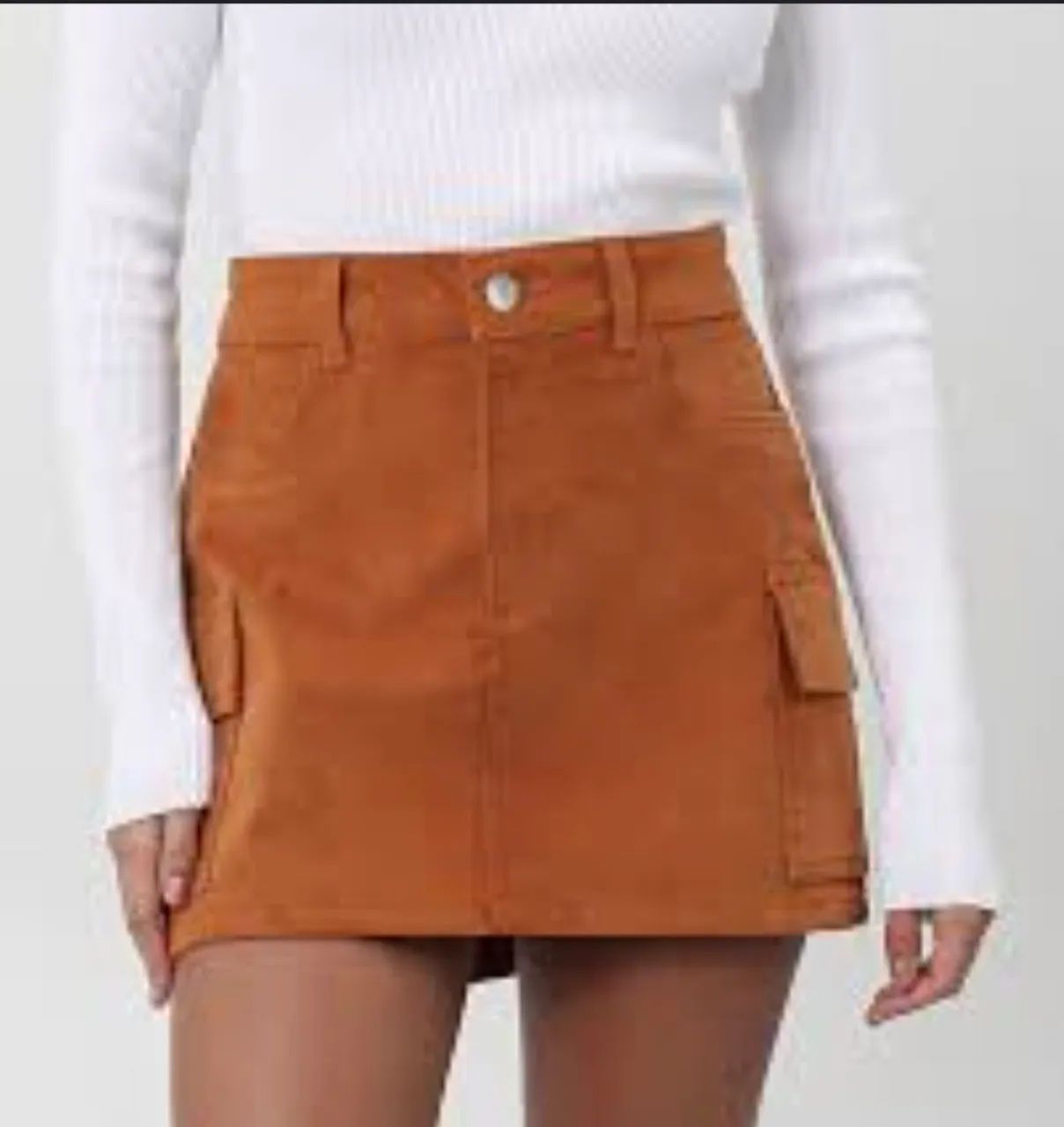 Saia jeans cargo marrom terracota tm 42