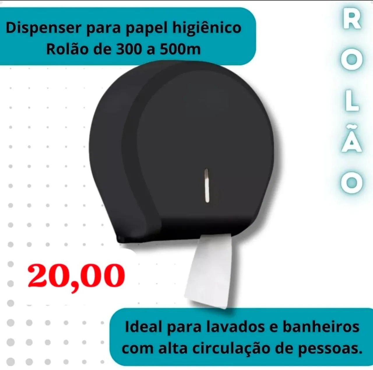 Dispenser para papel higiênico rolão preto