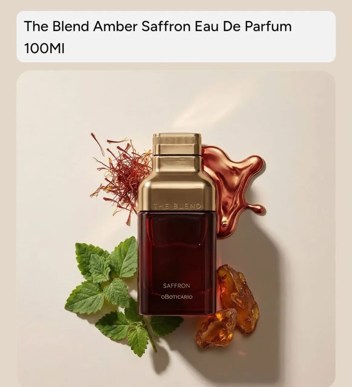 The Blend Amber Saffron Eau de Parfum- OBoticario masculino 100ml  - Foto 2