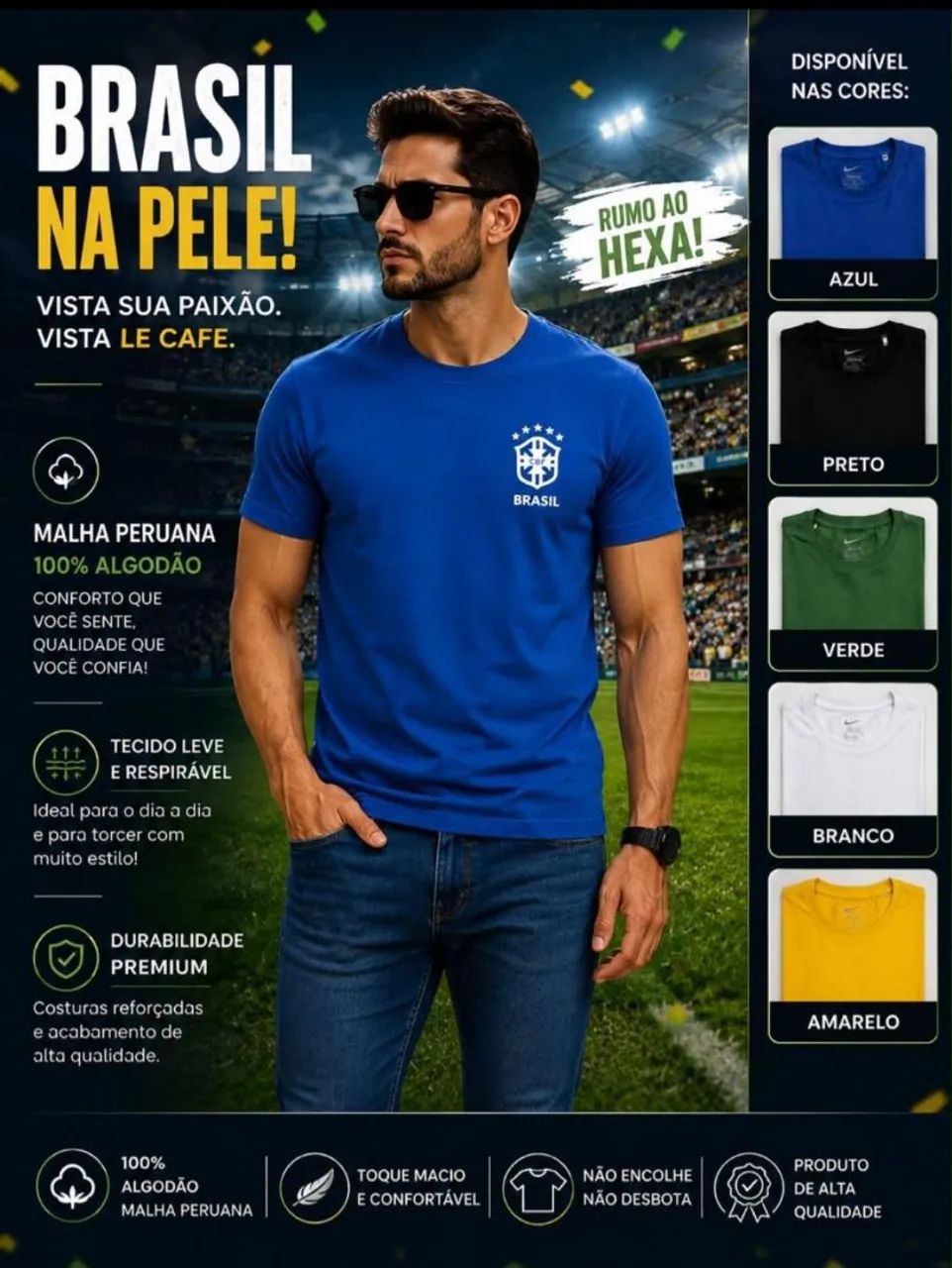 Camisa Brasil, Malha Peruana !!! Brasão Emborrachado !!!