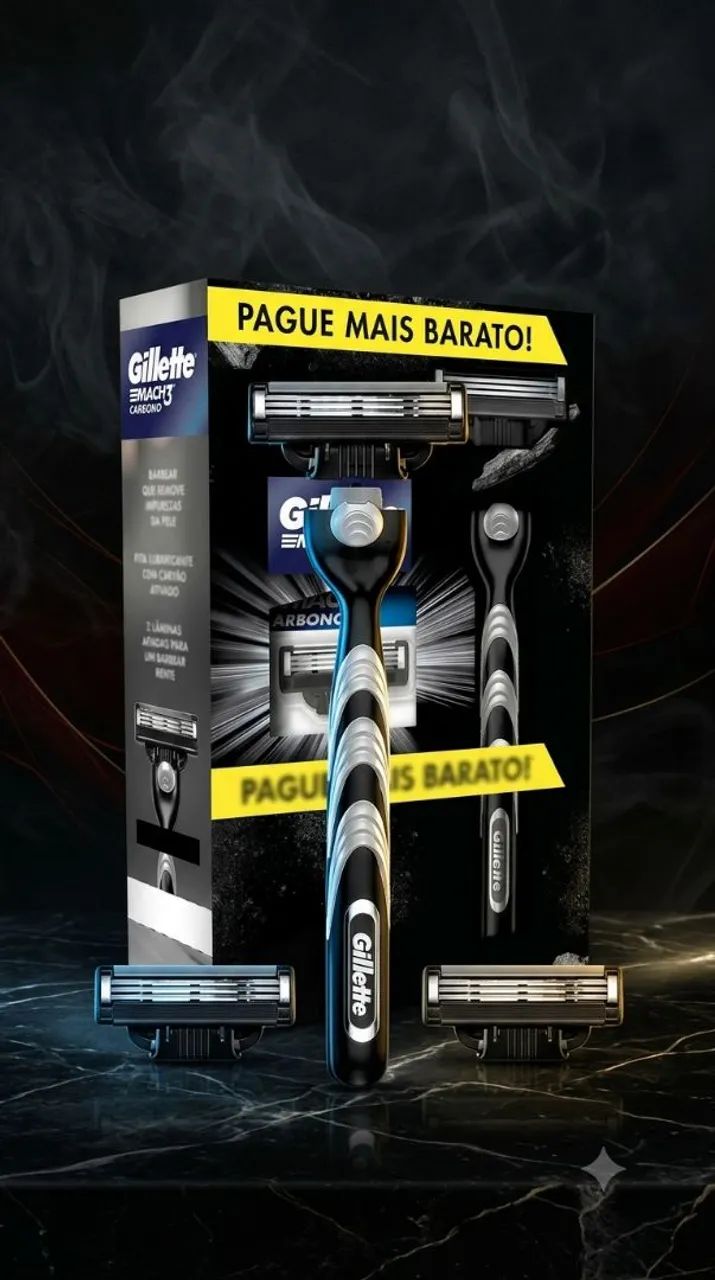 Gillette Mach 3 Carbono com 2 Refis