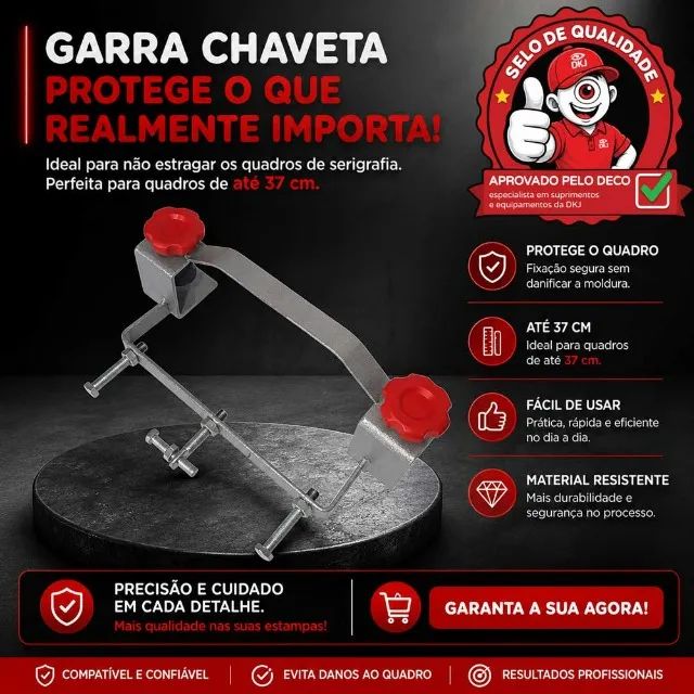 Garra para serigrafia com chaveta 25 cm (ideal para quadros de até 37 cm) - Foto 2